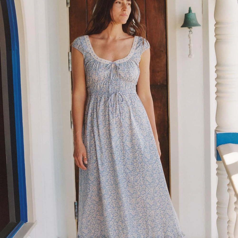 Christy Dawn Blue Floral Kelly Prairie Dress